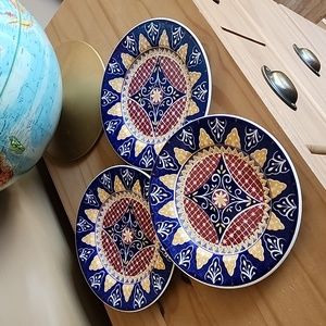 Set of 3 PIER 1 Earthenware Vizcaya plates Italy